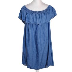 Magnolia Skye Chambray Off-the-Shoulder Mini Dress Size XL